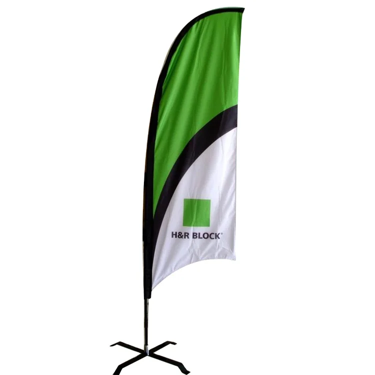 Event Outdoor Windproof Teardrop Flying Banner With Base Pole Kit Double Side Logo Print Custom Advertising Beach Feather Flag