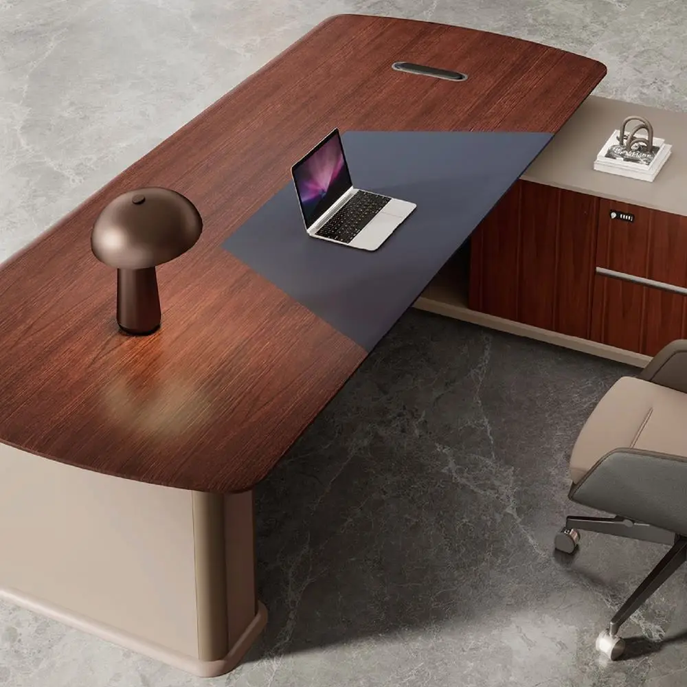 Hot Sale Premium Luxury Executive Office Black And Brown Leader Boss Desk Set