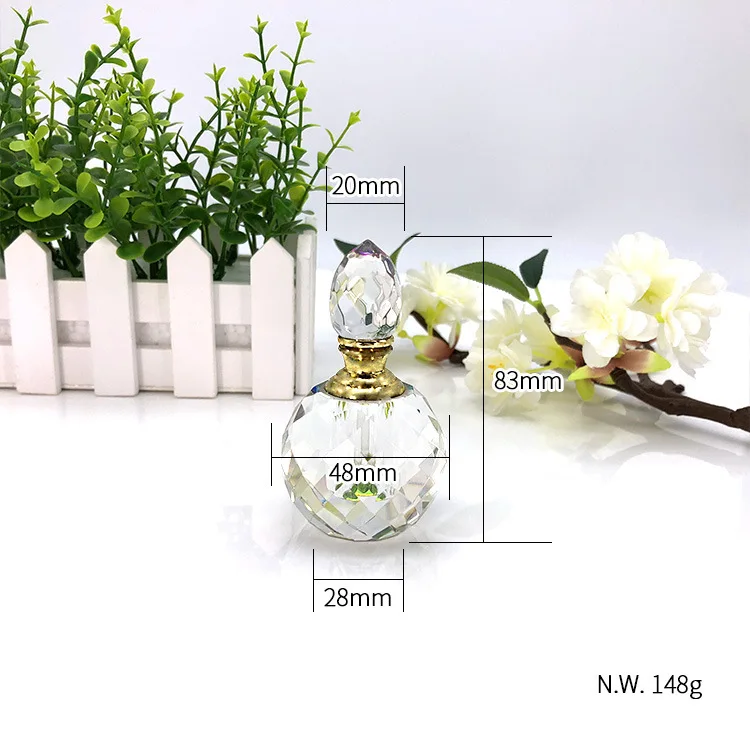 Wholesale 3ml Empty Round Shape Crystal Decorative Luxury Crystal Oil Perfume Attar Bottle