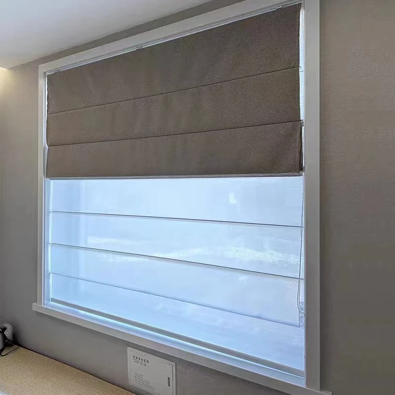 Современные легкие Роскошные Металлические Электрические римские занавески Складные жалюзи гостиничные рулонные шторы для гостиной