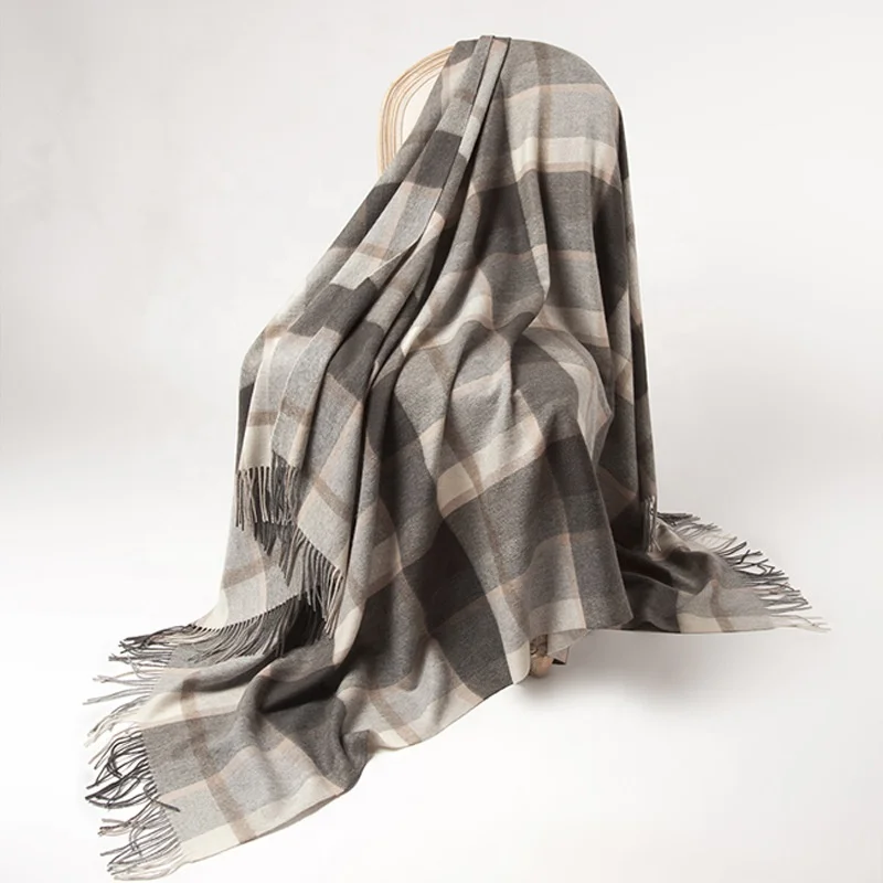Wholesale Inner Mongolian Pure WOOL Throw Blanket Winter Luxury Travel Home Woven Blankets & Throws