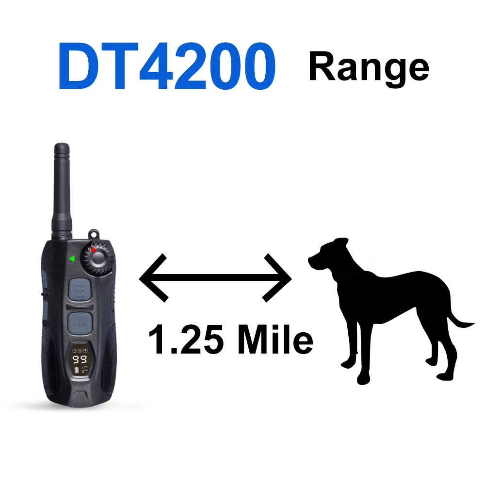 1.25 Mile (6600 Ft) Remote Shock, Vibrate, Tone and Flashing Beacon Lights Waterproof Rechargeable Dog Hunting collar