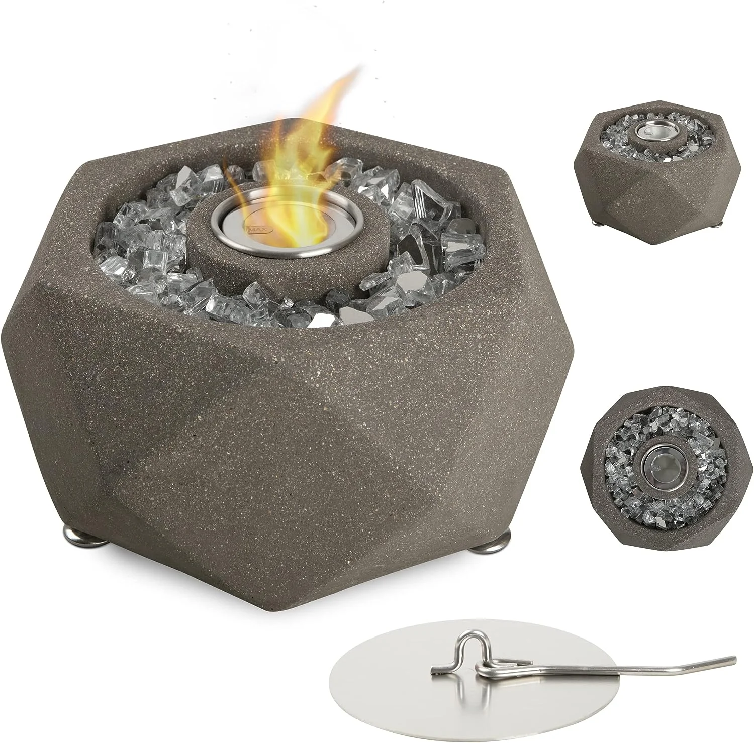 Customized Graphite Concrete fire pits Table Top Ethanol Fire pits Bowl patio heater Outdoor Tabletop Bio ethanol Fireplace