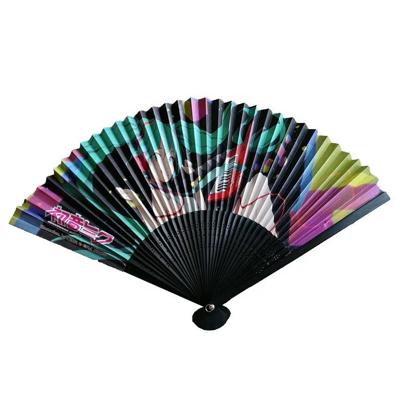 Advertising Double Sides Folding Wedding Party Decoration logo Personalized Bamboo Paper Folding Hand Fans