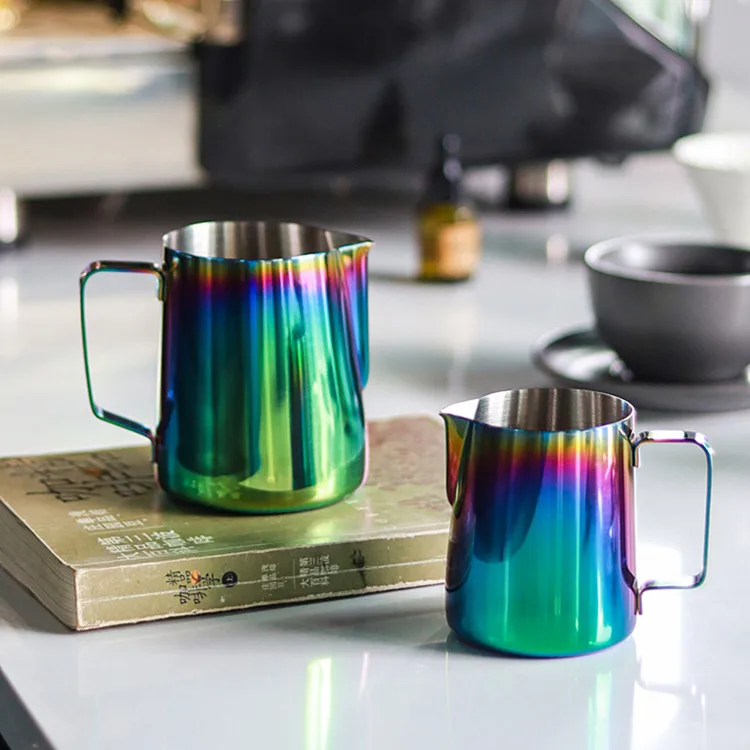 Hot sale Italian sharp spout milk frother pitcher pull flower cup 350ml/600ml stainless steel classic espresso milk jugs