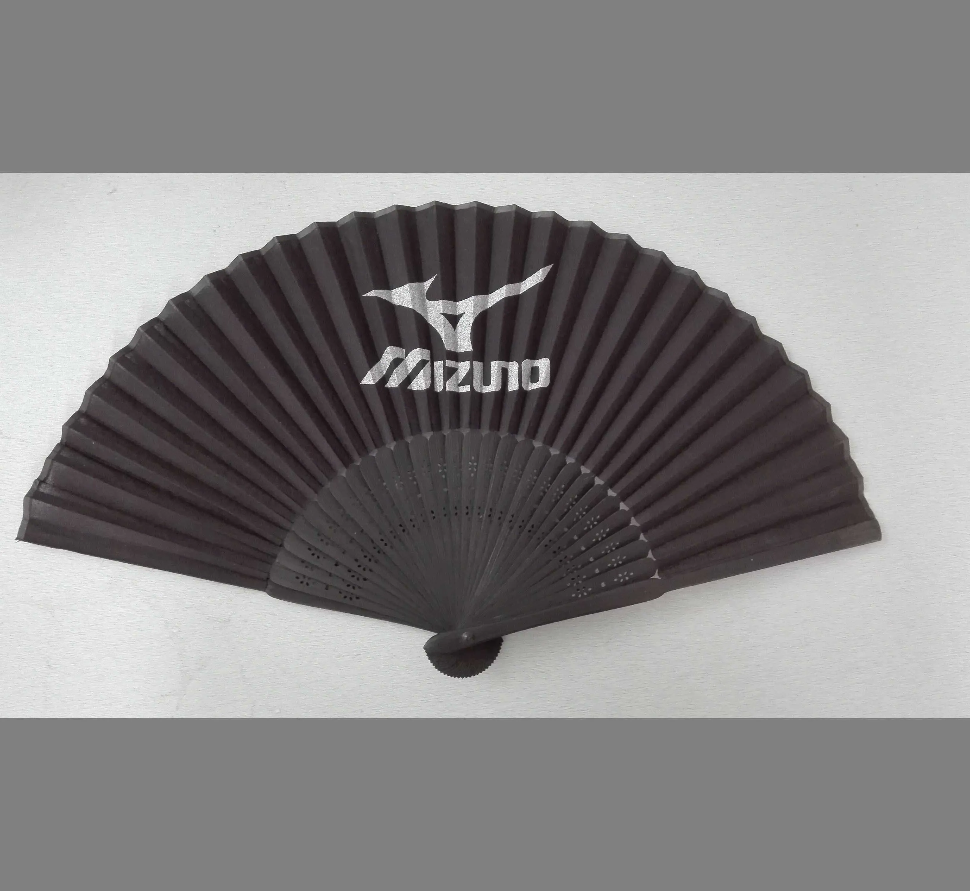 21 см черный складной веер с бамбуком и хлопком напечатан с дизайном покупателя