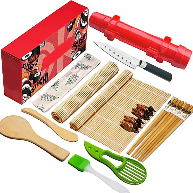 Wholesale Red Bazooka Sushi Making Kit Bamboo Sushi Tools With Packaging