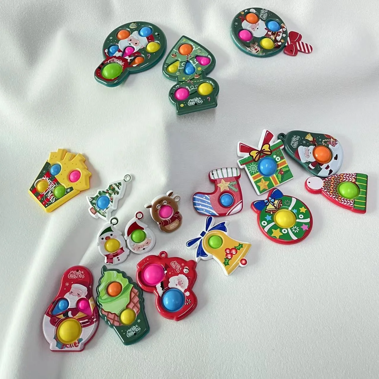Christmas finger press bubble  silicone keychain decompression toy