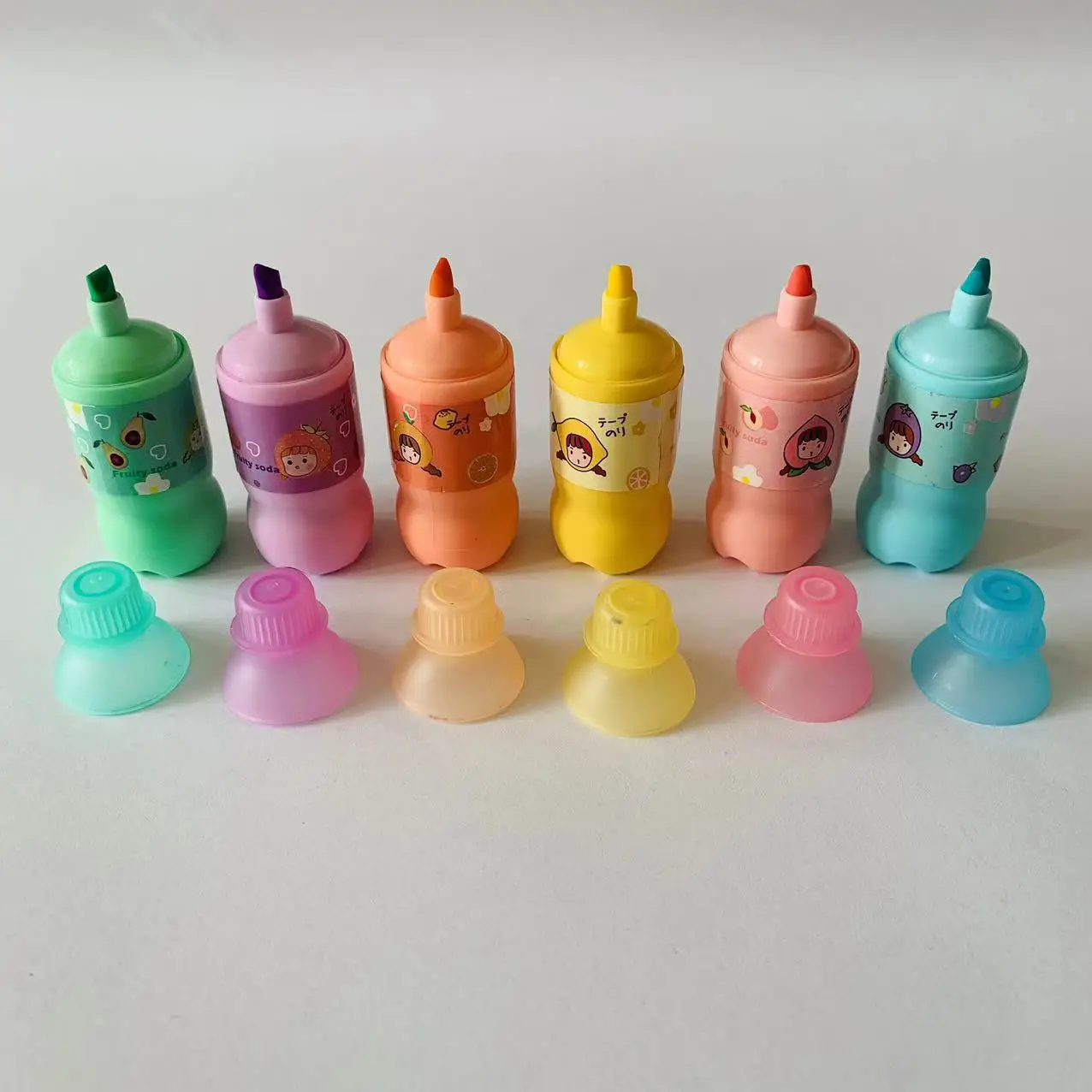 Mike Bottle Shaped 6 Pcs Aesthetic Highlighter Pens Watercolor Pen Novelty Highlighter Marker for Notes Office School Supplies