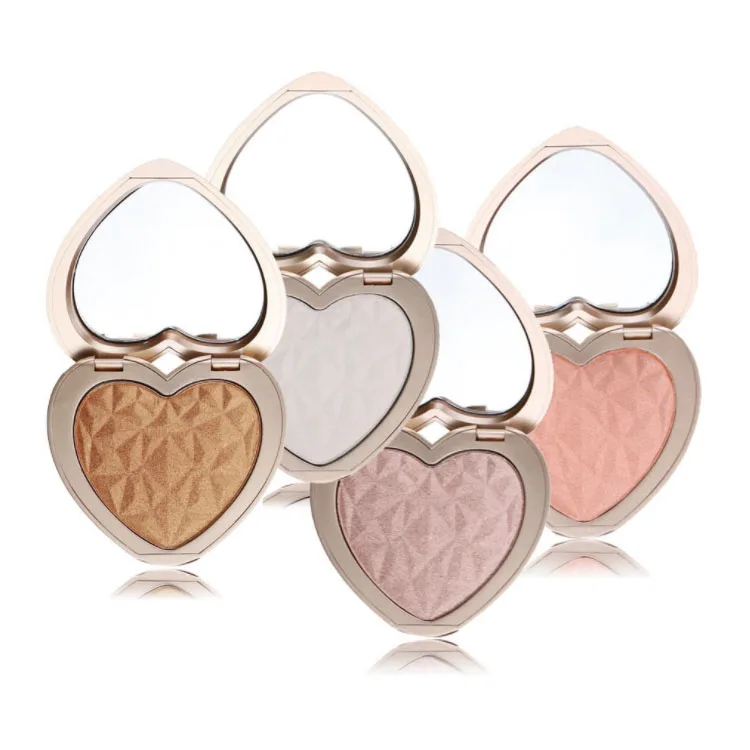 Beauty makeup new product concealer powder cake heart-shaped press powder 8 color heart highlighter powder