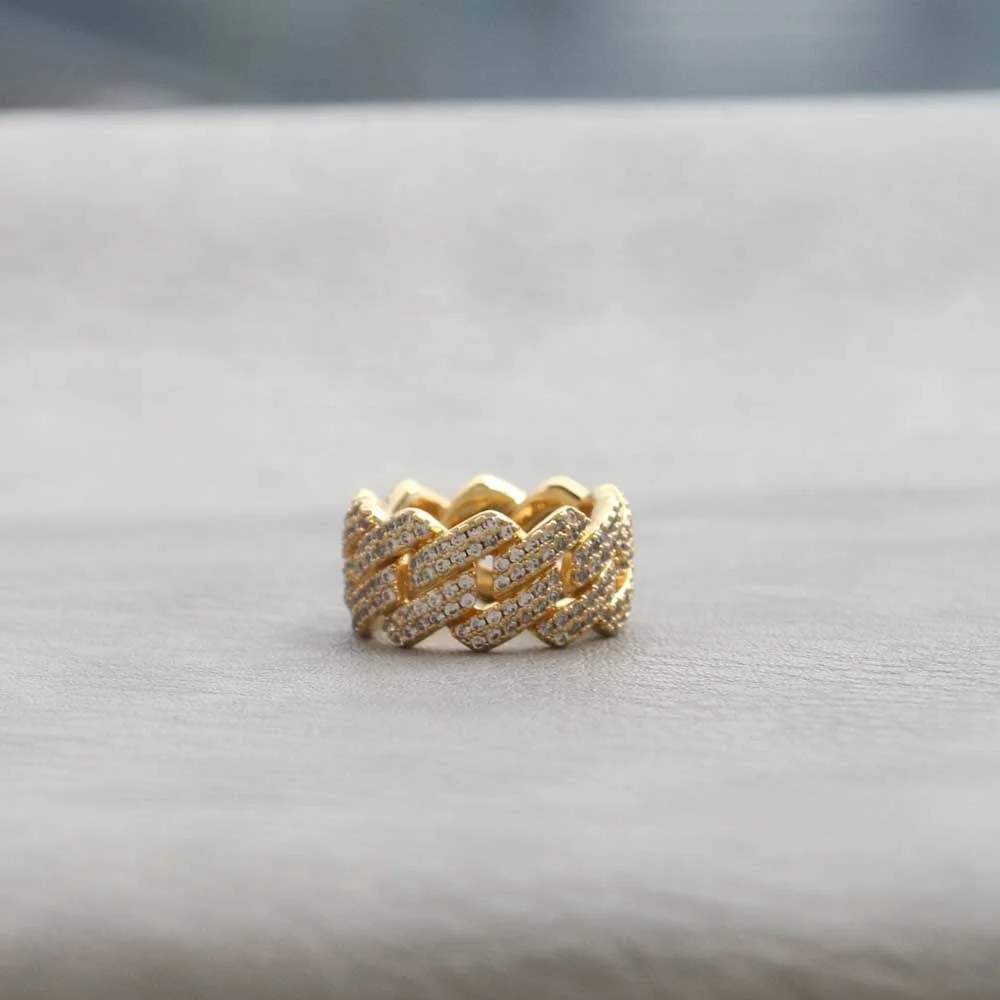 Hot selling wholesale hip hop jewelry Cuba ring gold