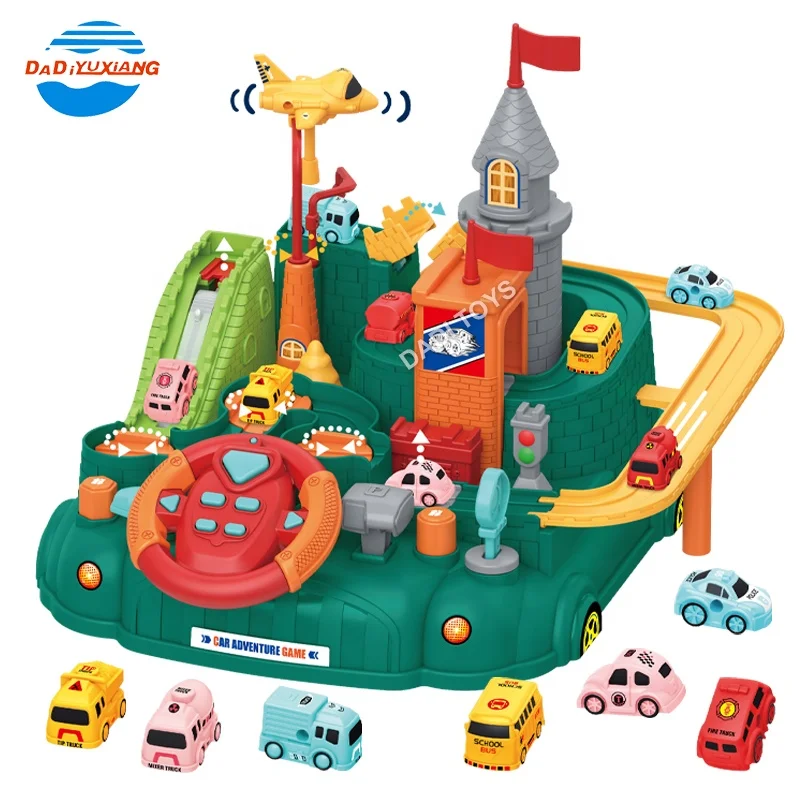 Educational Brain Game City Theme Track Set For Children, Driving Learning Game Plastic Indoor Board Racing Fun Adventure Game