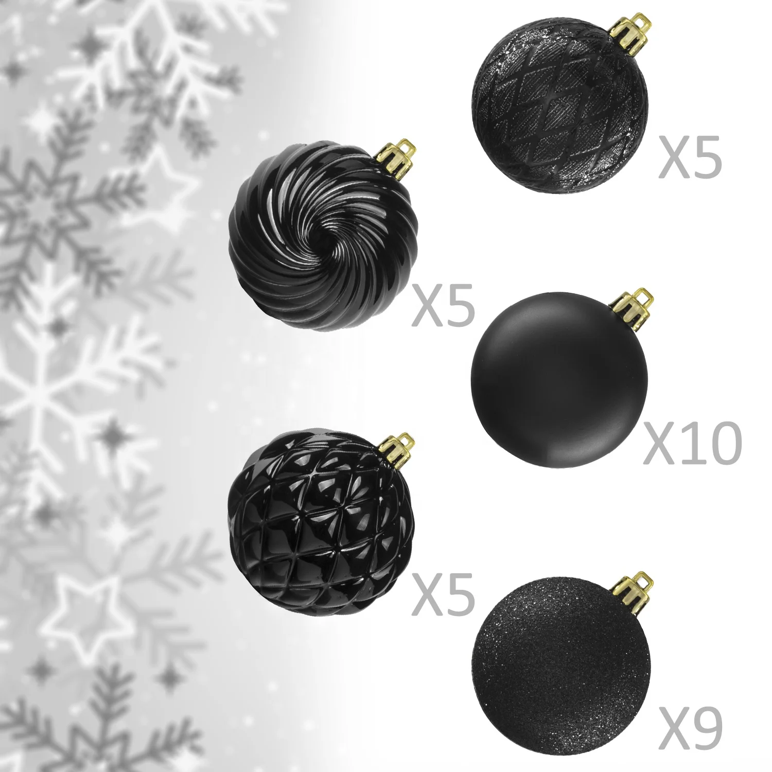 graduation decoration hanging balls plastic ball set 40mm 60mm 80mm 100mm Black graduation decoration