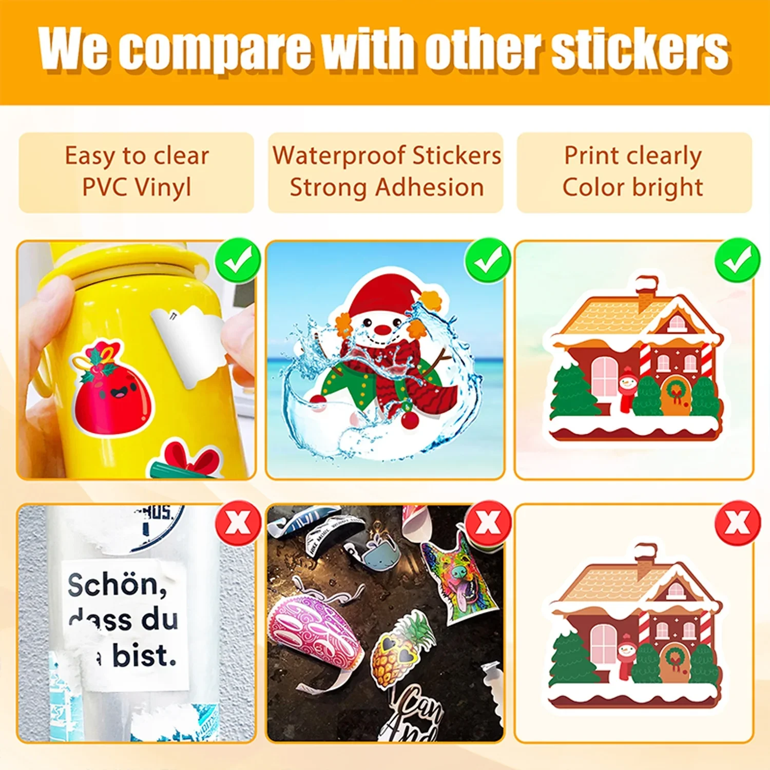 Custom color printing waterproof vinyl mini stickers laptop decorative animation stickers