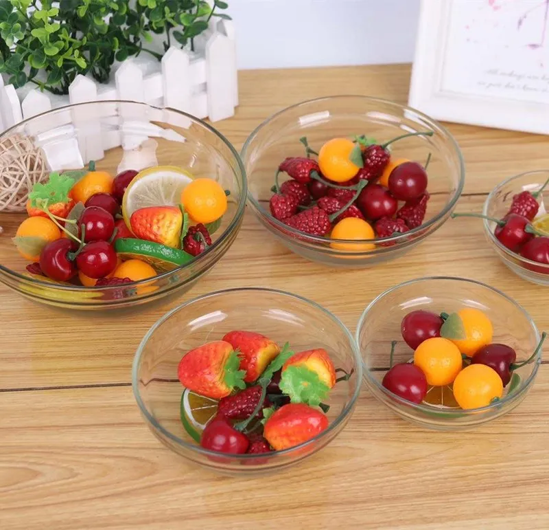 DG household 5-piece glass preservation bowls set kitchen round transparent glass bowl with cover