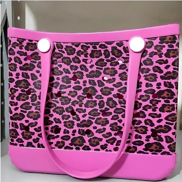 Factory Custom High Quality Baseball Cow Print Eva Tote Bags Women Fashion Waterproof Beach Bogg Bag