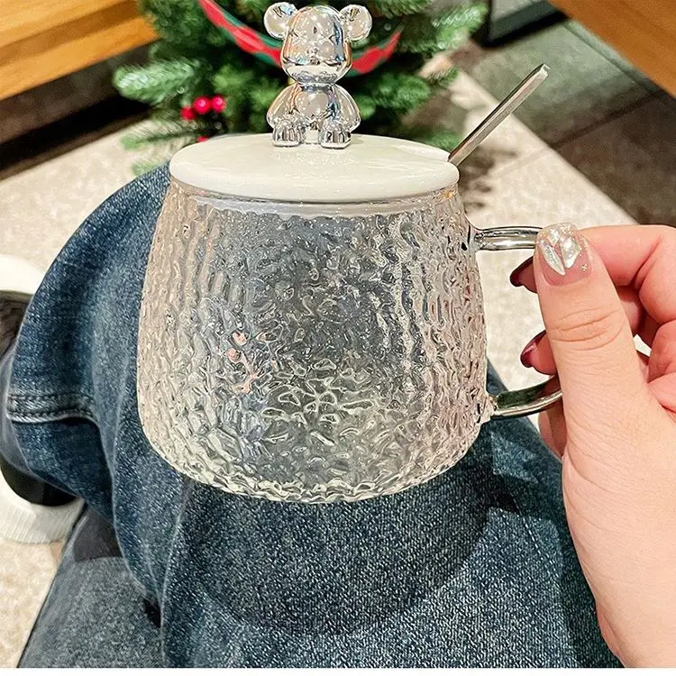 3D медведь мультяшная чашка для воды Милая животная кофейная кружка стеклянная чая молочный напиток детей с ручкой
