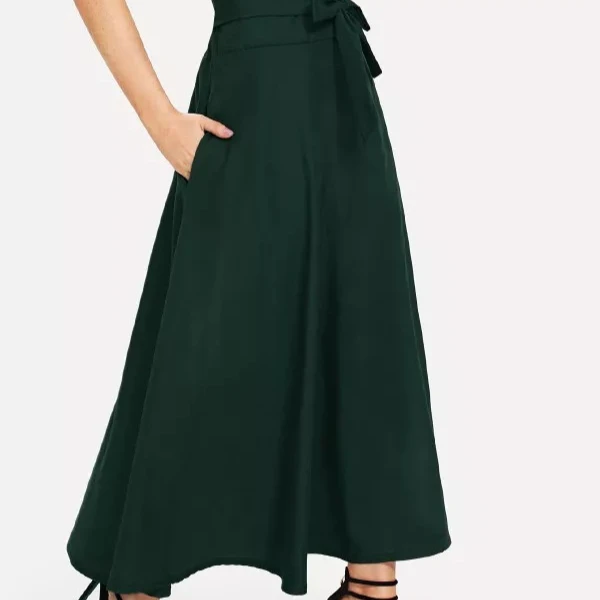 Temperament Commuter All Match Solid Color High Waist High Quality Women Skirts Black Long Skirts For Women