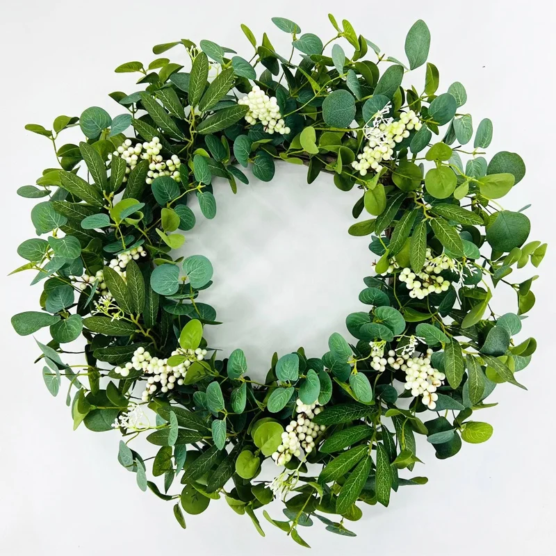 Handmade Top Selles Green Leaves for All Seasons Greenery Floral Wall and Outside Eucalyptus Wreaths