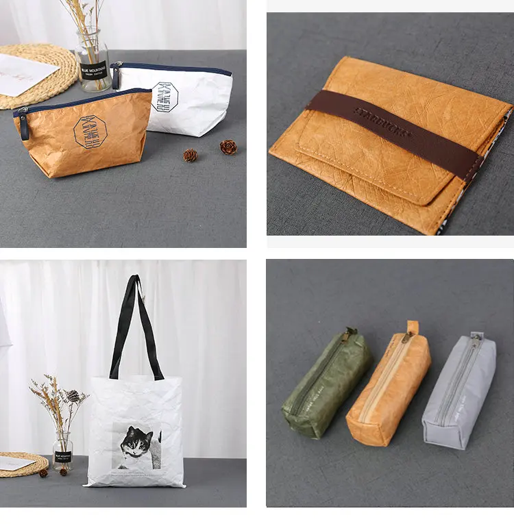 2024 Retro Vintage Style Washable Tote Dupont Kraft Paper Bags Grocery Tyvek Shopping Bags Tyvek Tote Bag For Women