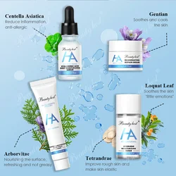 Hyaluronic Acid 4PCS Face Cleanser Toner Serum Cream Travel Kit Sodium Hyaluronate Face Care Skin Care Set