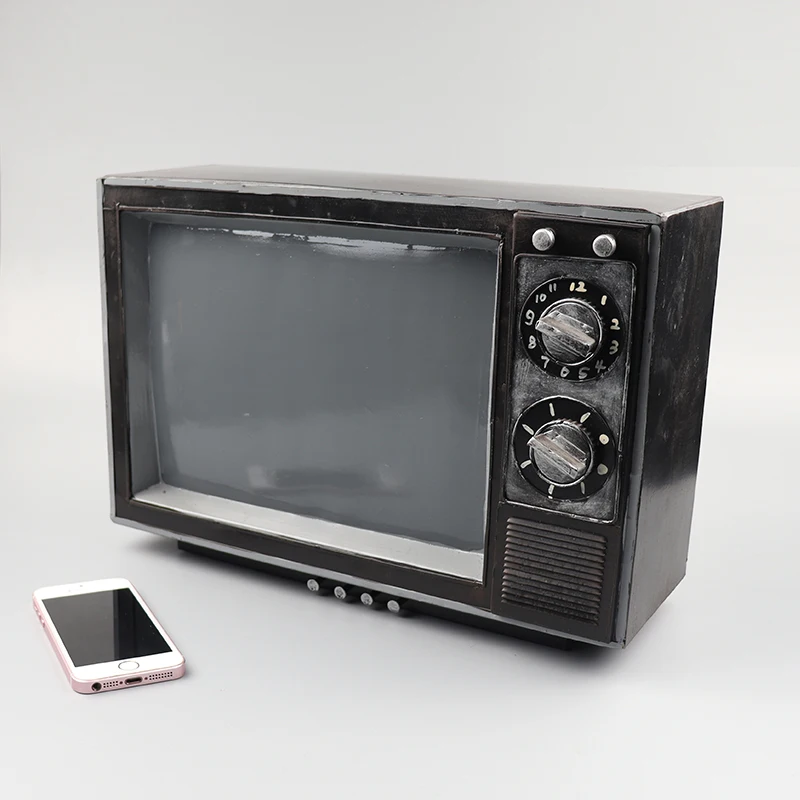 Metal TV Model Televisions Figurine Iron TV Model Birthday Gift Boy Toy Metal Crafts Home Desktop Decor