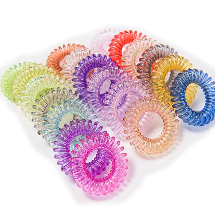 Wholesale Fashion 4cm Curly TPU  Elastic Telephone Line Hair Ties