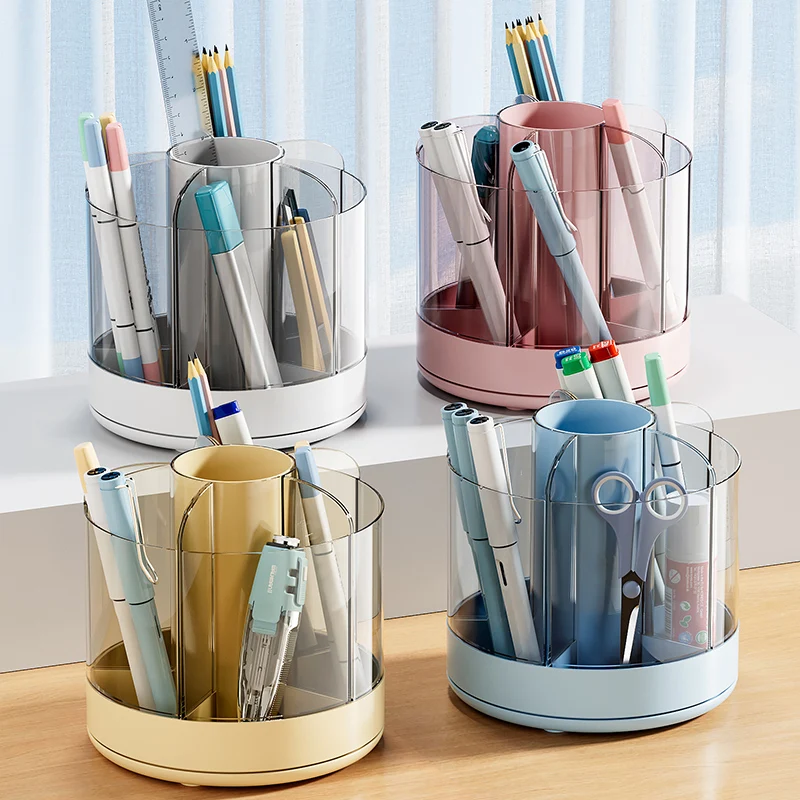 Rotating pen holder large capacity office storage desktop cosmetics storage brush cartridge pen case