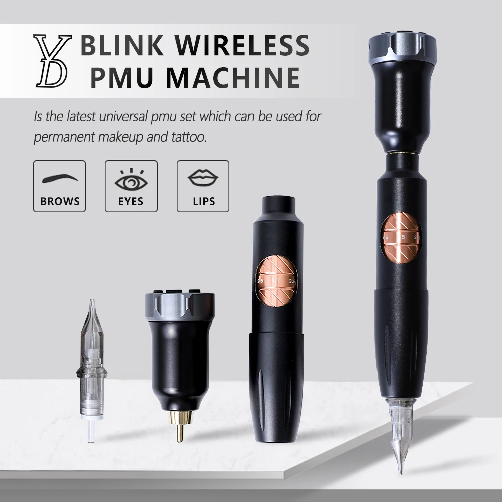 YD Wireless Blink Rotary Adjust Stroke Machine Digital Permanent Makeup Tattoo Machine With Small Power Microblading