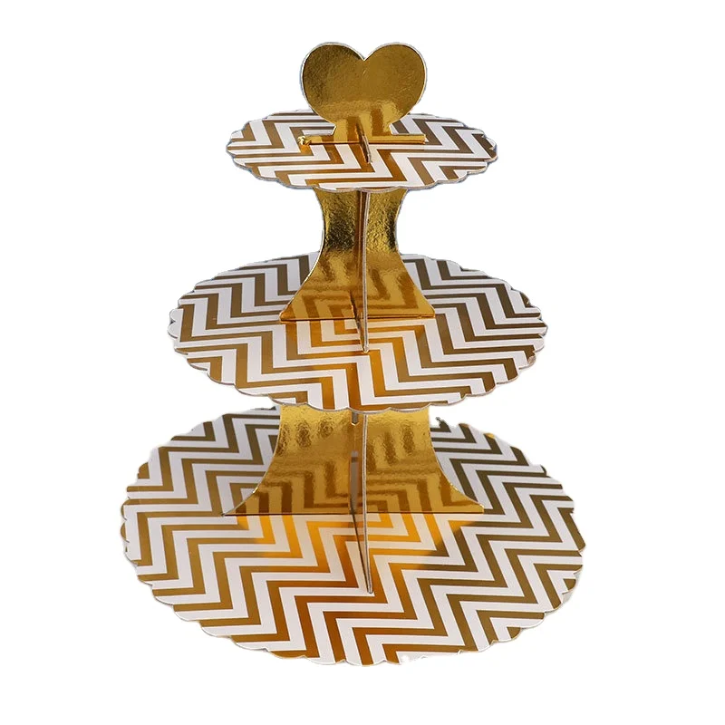 Оптовая продажа 3 уровня бумага торт картона стоек сэндвич стенд кекса мини десерт кекс башня 3 уровня Стенд кекса