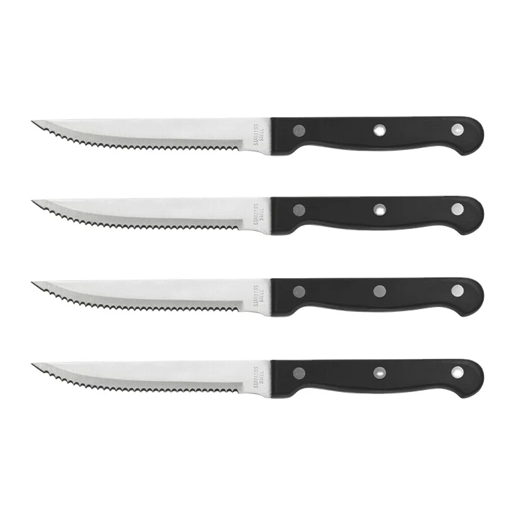 Ultra-Sharp and Never Require Sharpening Serrated Steak Knife set of 4 With POM handle
