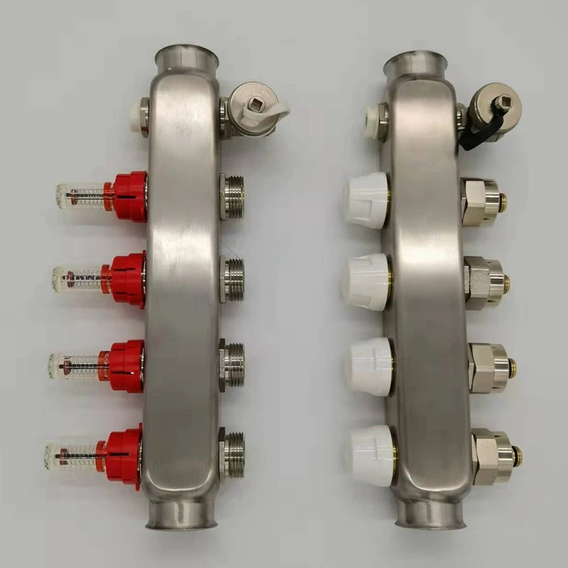 large flow SS304 saninery stainless steel floor heating manifold flow meter