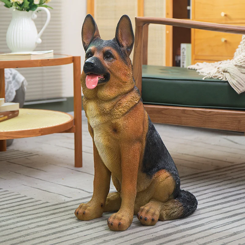 amazon hot sale animal figurines resin german shepherd statues garden dog sculpture