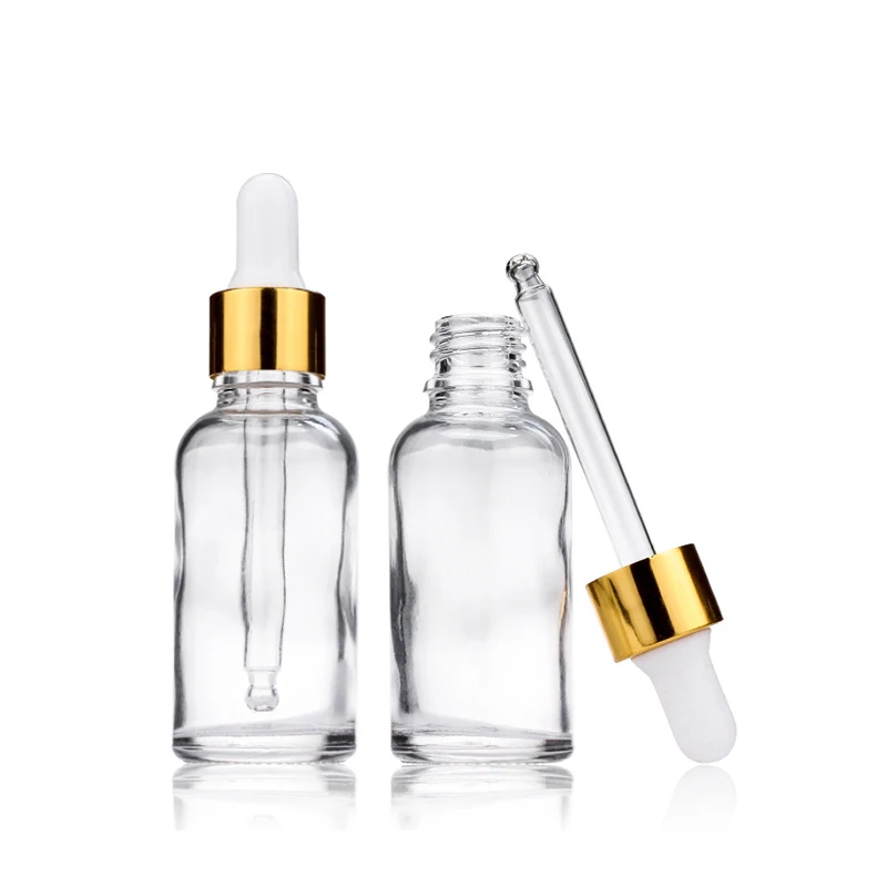 50ml White Pink Amber Gold Luxurious Glass Bottles With Dropper Pipette