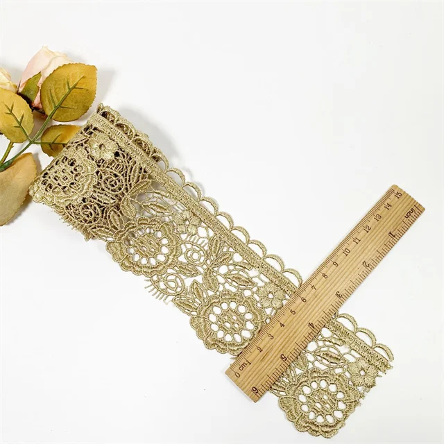 Wholesale Hot Selling Gold  Lace Trim For Dress Trimming Lace Ribbon Fabric Clothes Decoration