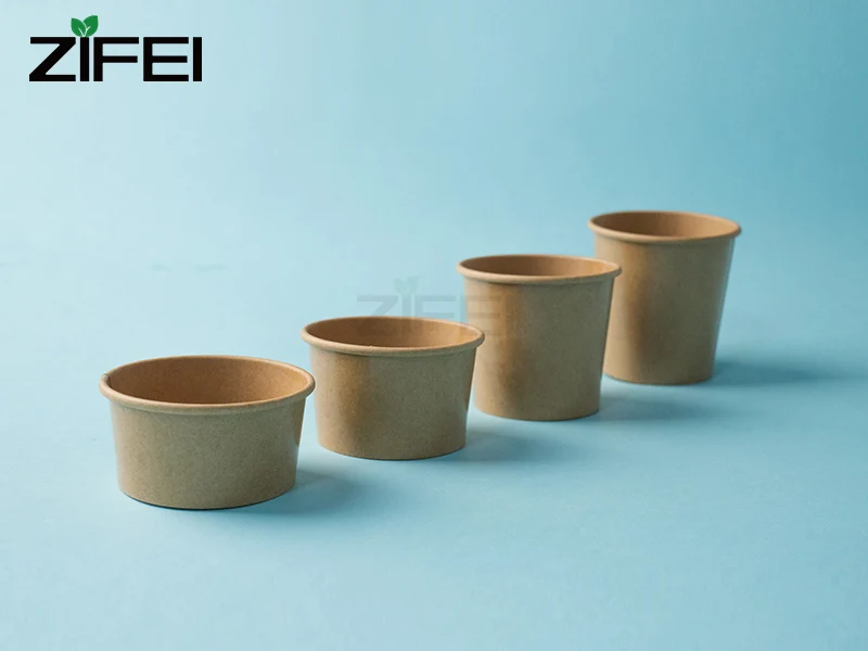 ZIFEI New style Custom Print LOGO Disposable Kraft Paper Lunch Box 750ml Salad Container Rectangular Paper Bowl with Lid