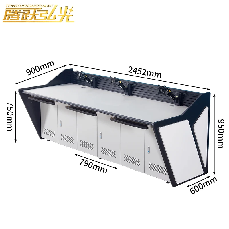 Three workstation M-type command center control console monitoring desk Conference  office furniture monitoring computer desk
