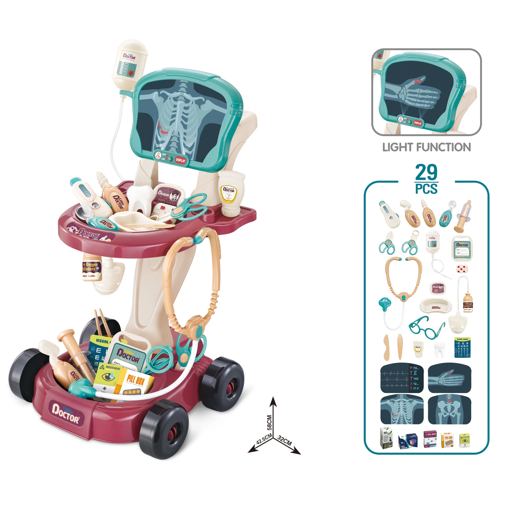 Новые игрушки медицинский прибор тележка X-RAY экран комбинированный костюм со светом Набор