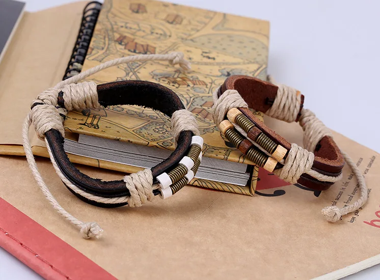 2021 New High Quality Fashion Braided Leather Jewelry Men Pu Leather Bracelet For Men