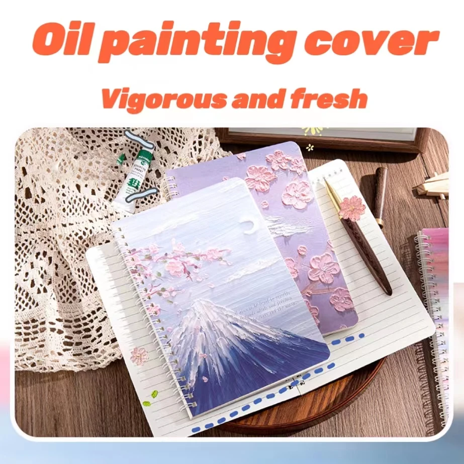 Wholesale A5 coil notebook notebook portatil oil painting diary notebook