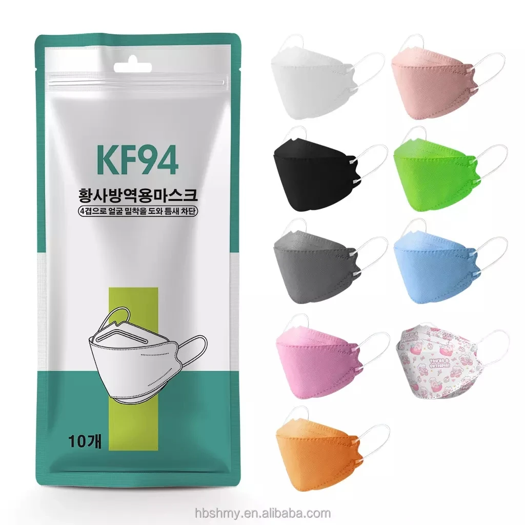 Medical Kf94 Mask Manufacturers Disposable Maskss 4 Ply Fish Shape Korean KF 94 Face Masks