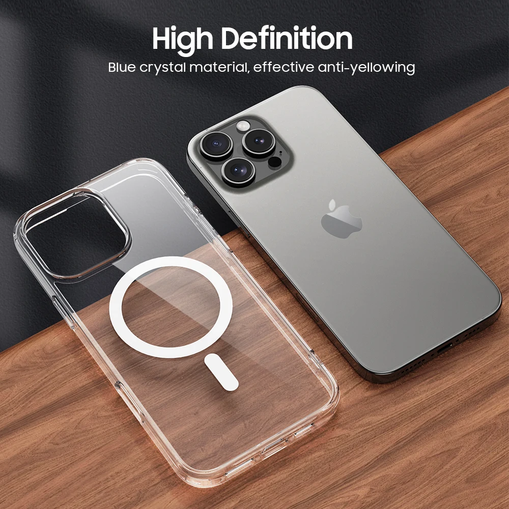 For iPhone 16 Pro Max Case 15 14 13 12 Plus Mini Cover Original Clear For Magnetic Wireless Charging Phone Case