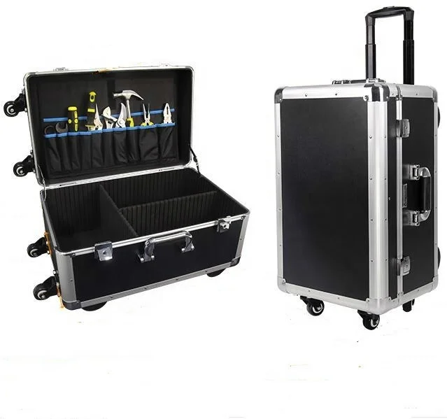 
Household Workshop Repair Hand Trolley Aluminum Tool Case with Wheels 