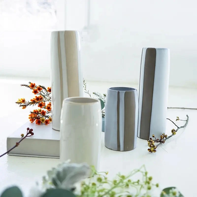 Nordic hand painted glaze living room decor desktop decorative ornament tall vase wedding ceramic flower vase