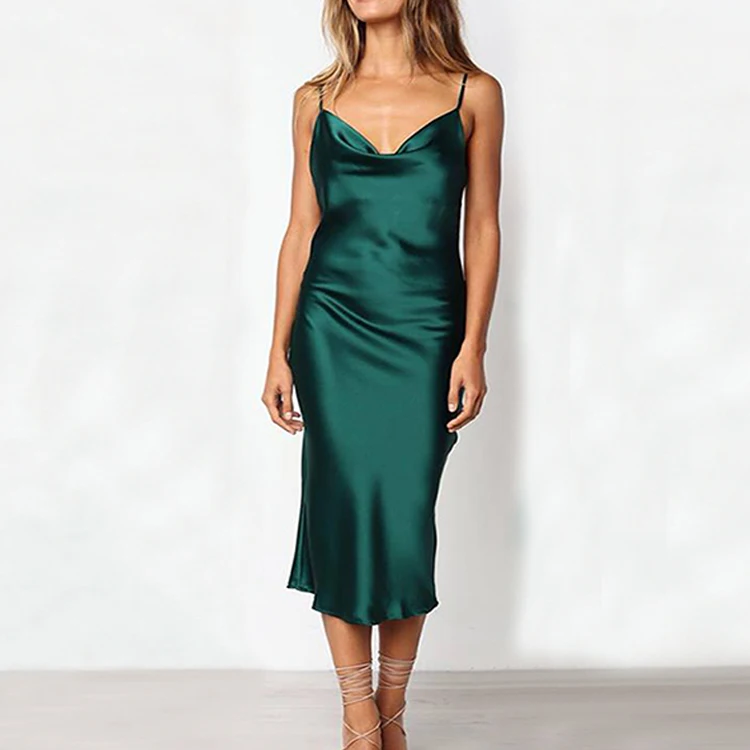 fashion modest maxi silk sleeveless evening woman dresses new arrivals 2023