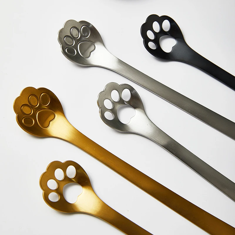 Sweet Design Cat Claw Spoon  Colored Cartoon Spoon Stainless Steel 304 Tea Spoon for Home