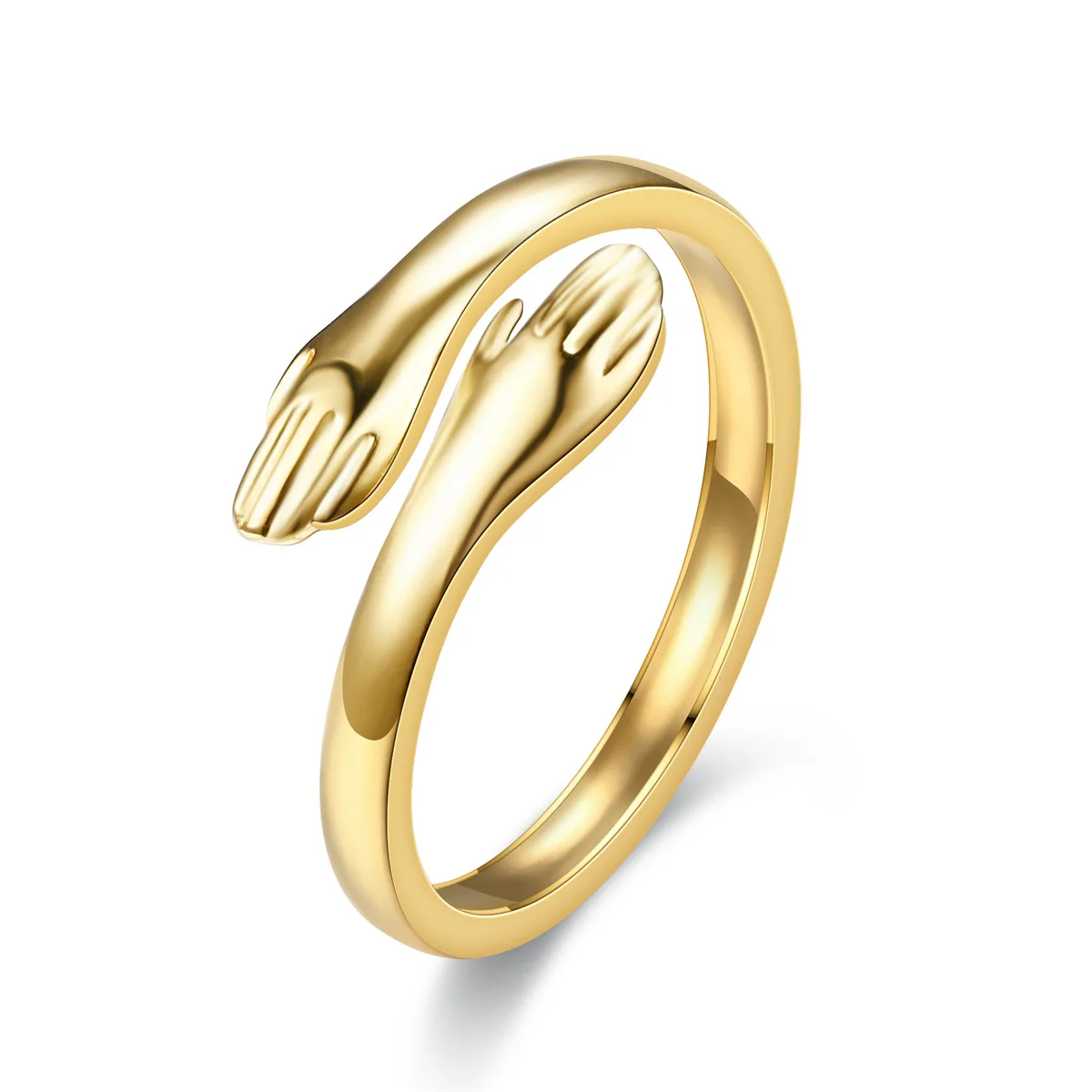 China Wholesale Custom Cheap Low Price Gold Plated Stainless Steel Hug Rings