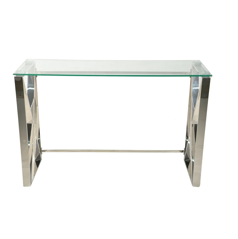 Scandinavian design transparent rectangular stainless steel legs high coffee table for living room bedroom computer balcony use