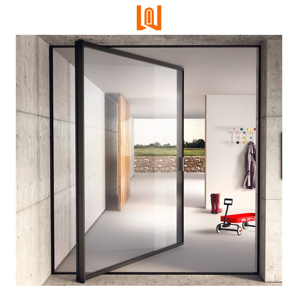 WANJIA factory customized partition glass pivot door aluminum pivot door casement door