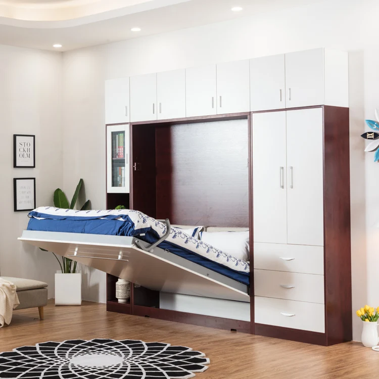 Factory price spring mechanism saving space hidden wall mounted folding wall murphy bed